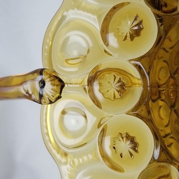 L.E. Smith Moon & Stars Amber Glass Basket - Picture 9 of 16